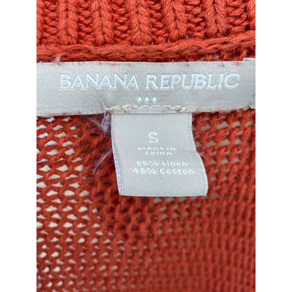 Banana Republic Burnt Orange Linen Lightweight Knit Sweater S - Picture 4 of 7